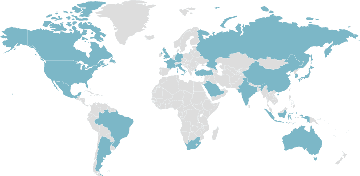 Map of member countries: G20 - Group of Twenty