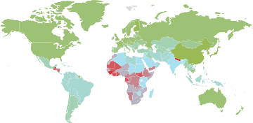 IQ distribuce na mapě světa