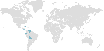 Map of member countries: ALBA - Bolivarian Alliance for America