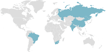 Map of member countries: BRICS Countries