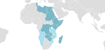 Map of member countries: COMESA - Common Market for Eastern and Southern Africa