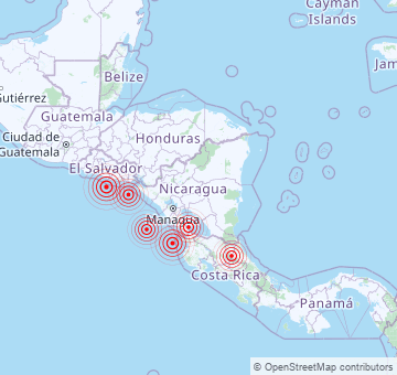 Recent earthquakes in Nicaragua