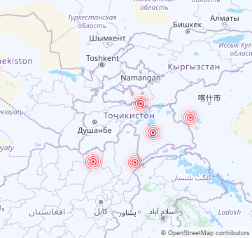 Recent earthquakes in Tajikistan