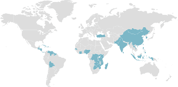 Map of member countries: G33 - Forum for developing countries