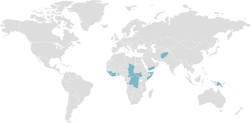 Map of member countries: G7 plus - Group of Fragile States