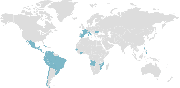 Map of member countries: Latin Union