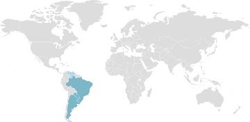 Map of member countries: Mercosur - Mercado Común del Sur