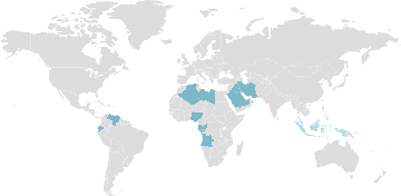 Map of member countries: OPEC - Organization of Petroleum Exporting Countries