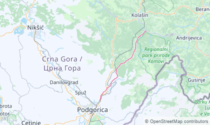 Map of Central Montenegro