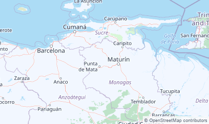 Map of Northeastern Venezuela