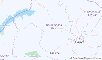 Map of Mashonaland West
