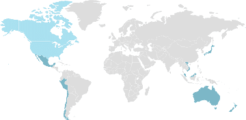 Map of member countries: TPP - Trans-Pacific Partnership